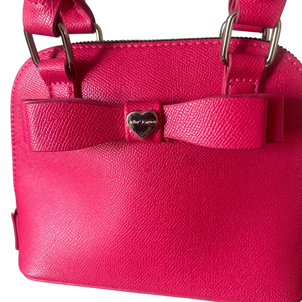 Betsey Johnson Women's Mini Dome Satchel Bag Hot Pink Floral Lining - Picture 2 of 12